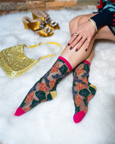 Sock candy brocade jaguar black sheer socks holiday brocade socks for women