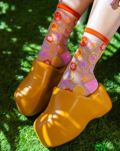 Sock candy smiley face sheer socks daisy smiley faces